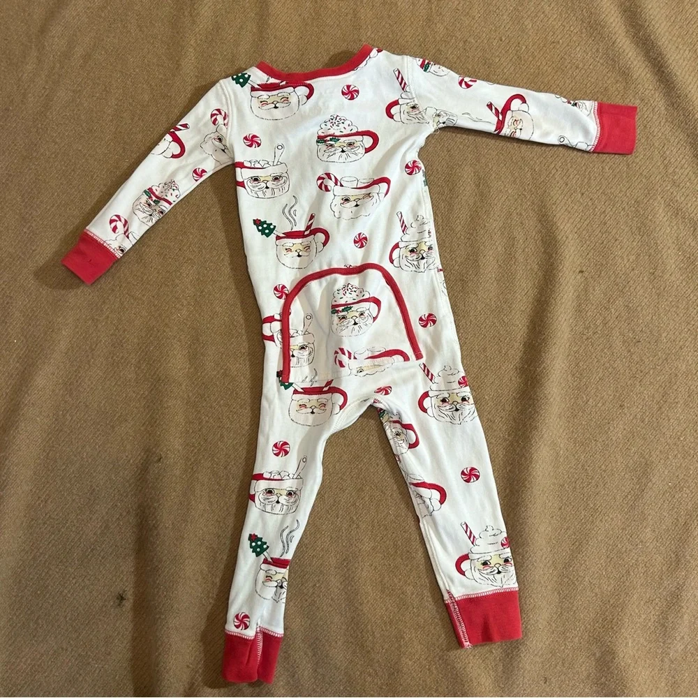 EUC The Beaufort Bonnet Co. Santa mug one piece zip up pajama size 2t